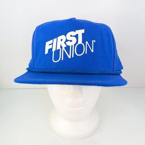 First Union Printed Logo Men's Blue Trucker Cap R.C.C. with Braid and Snapback